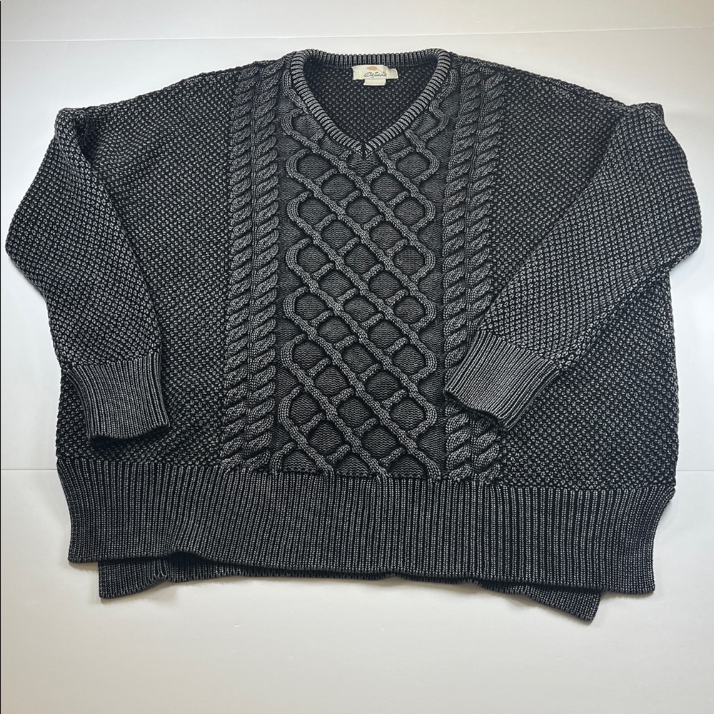 Bob Timberlake Men's Dark Gray Cotton Cable Knit Sweater Sz M